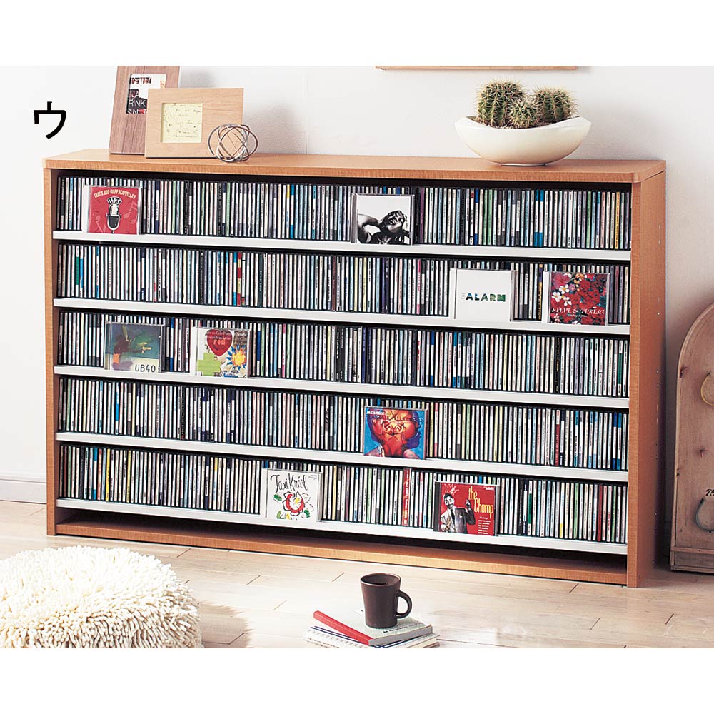 CD＆DVD大量ストッカー ロータイプ幅139cm 【ＣＤ収納 ＤＶＤ収納 ソフト収納】