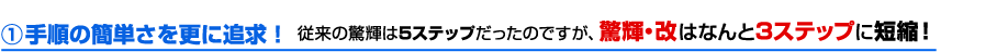 (1)�菇�̊ȒP�����X�ɒǋ��I �]���̋��P��5�X�e�b�v�������̂ł����A�u���P�E���v�͂Ȃ��3�X�e�b�v�ɒZ�k�I