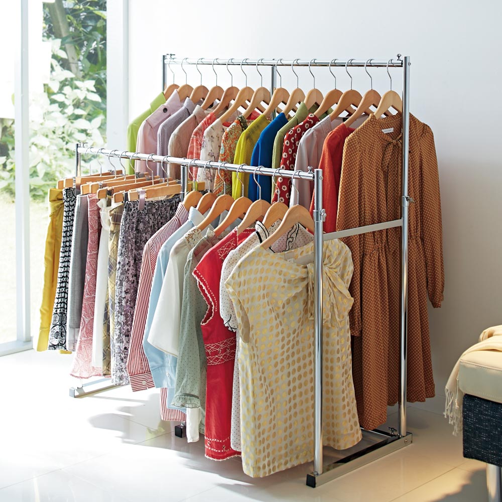 幅と高さが伸縮する 頑丈押し入れハンガー 半間用 幅60 100cm 通販 ディノス