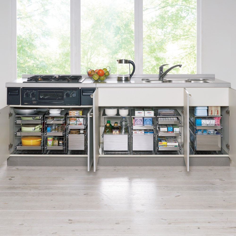 Dショッピング キッチン 家電 キッチン収納 水切り キッチン小物収納 家具 収納 トイレ収納 洗面所収納 ステンレス製スムーズ引き出しラック 2段 幅cm 6632 カテゴリ キッチン収納 食品棚の販売できる商品 ディノス ドコモの通販サイト