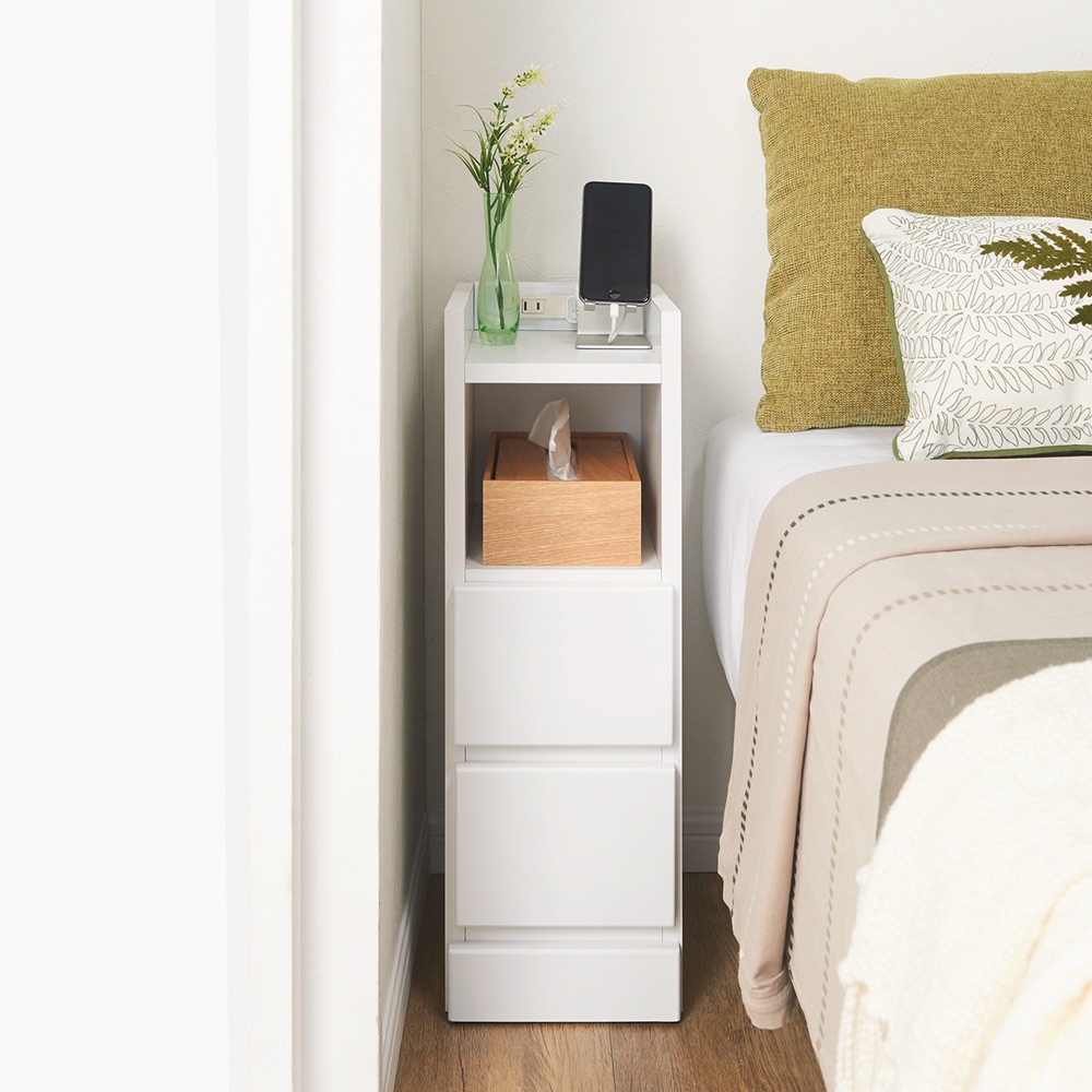 メラミン サイドテーブル 一人暮らし 新生活 引っ越し 代引不可 リコメン堂 通販 Paypayモール 幅40cm ベッドサイドテーブル サイドチェスト 収納 スリム 天然木 おしゃれ メラミン