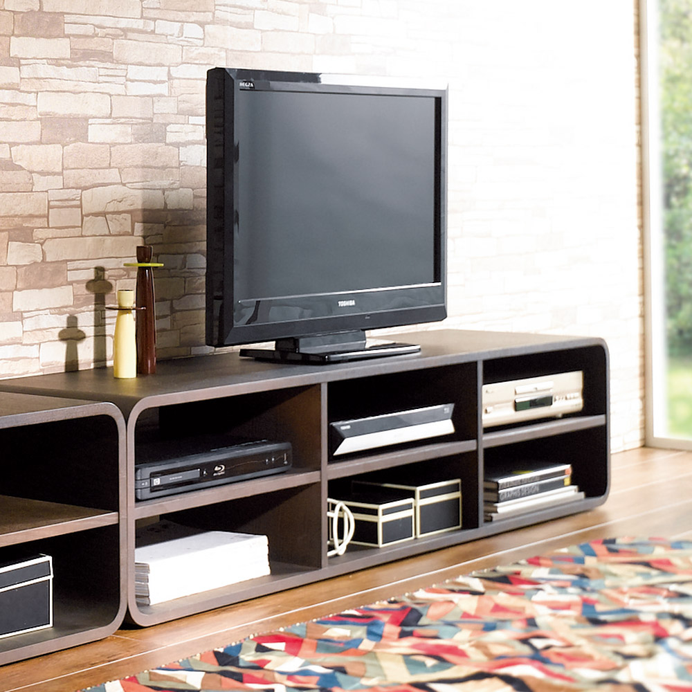 曲面加工のラウンドシェルフシリーズ テレビ台・テレビボード 2段3 