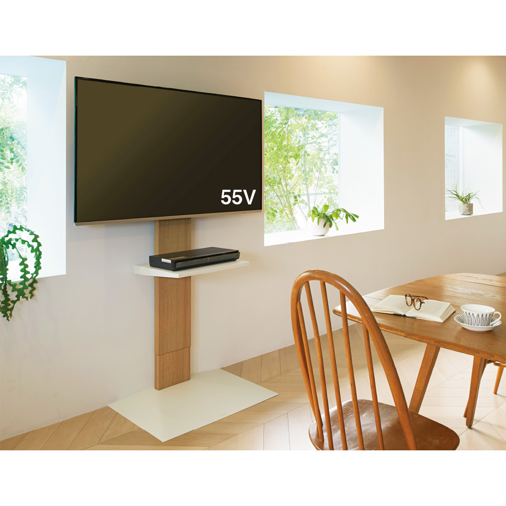 壁寄せテレビスタンドWALL ハイタイプ（32～80V対応） 幅76cm奥行52cm