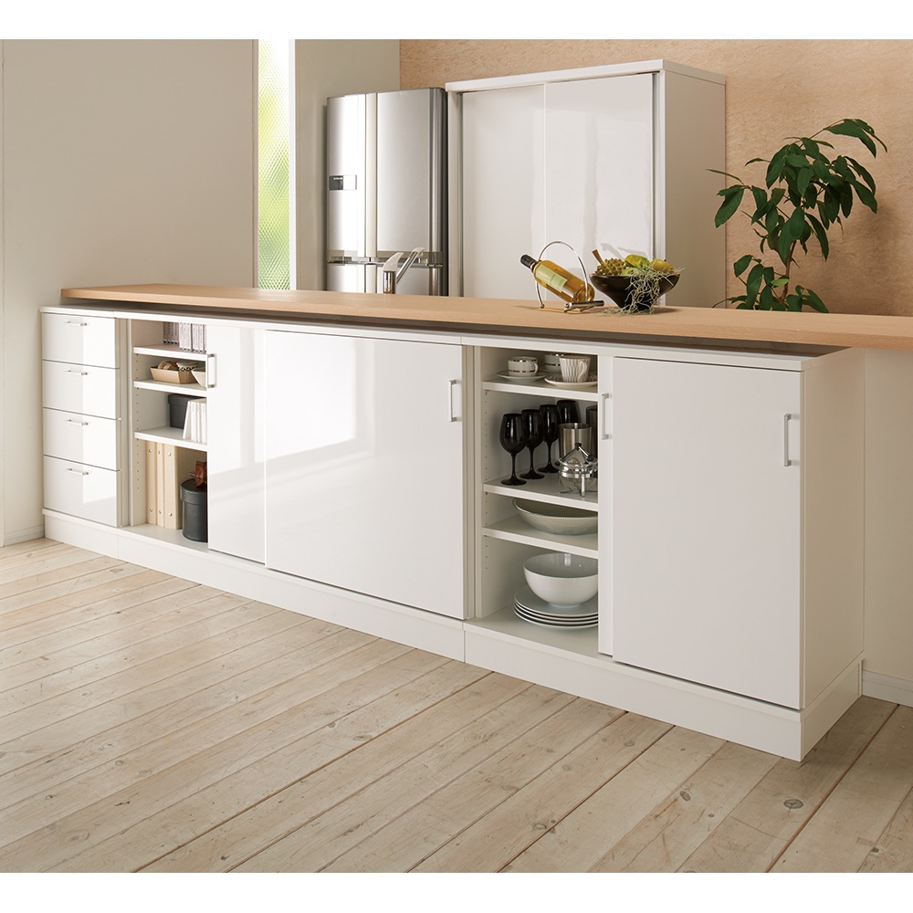 高さオーダー奥行たっぷりカウンター下収納 引き戸収納庫 幅150奥行