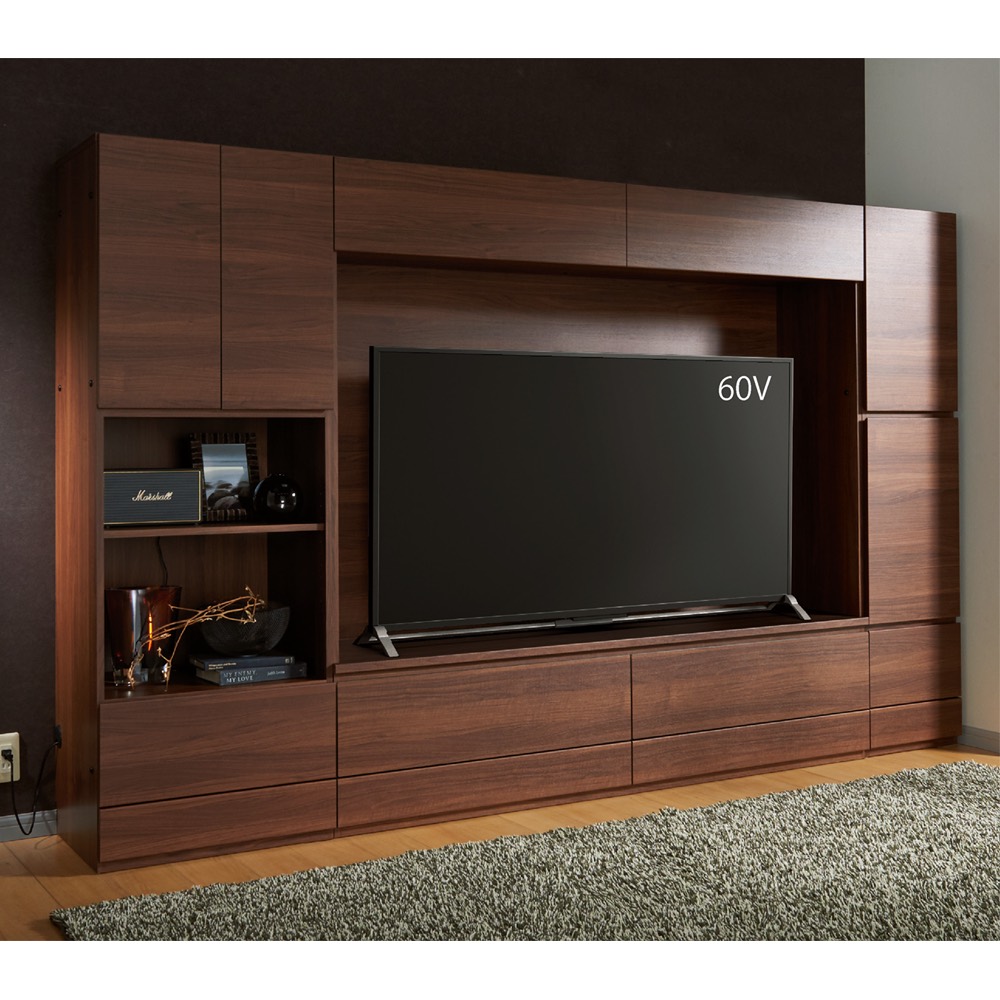 新入荷【幅135cm】 壁面収納付きテレビボード ナチュラルカラー