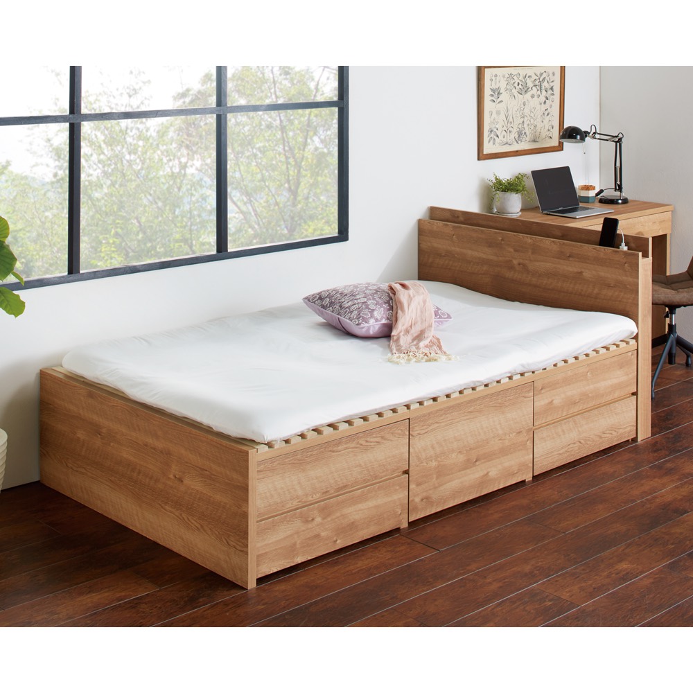 天然木調収納すのこベッド 棚付き 通販 - ディノス