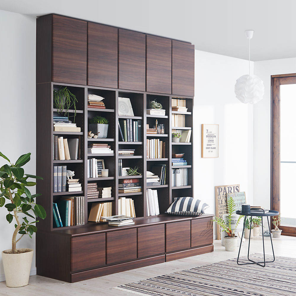 ニトリ スライド本棚 ダークブラウン