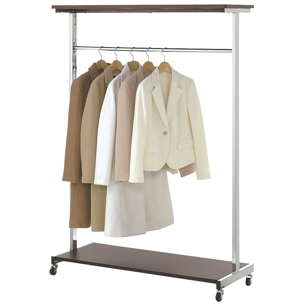 上下棚付き モダン頑丈ハンガーラック シングル・幅120cm ディノス  