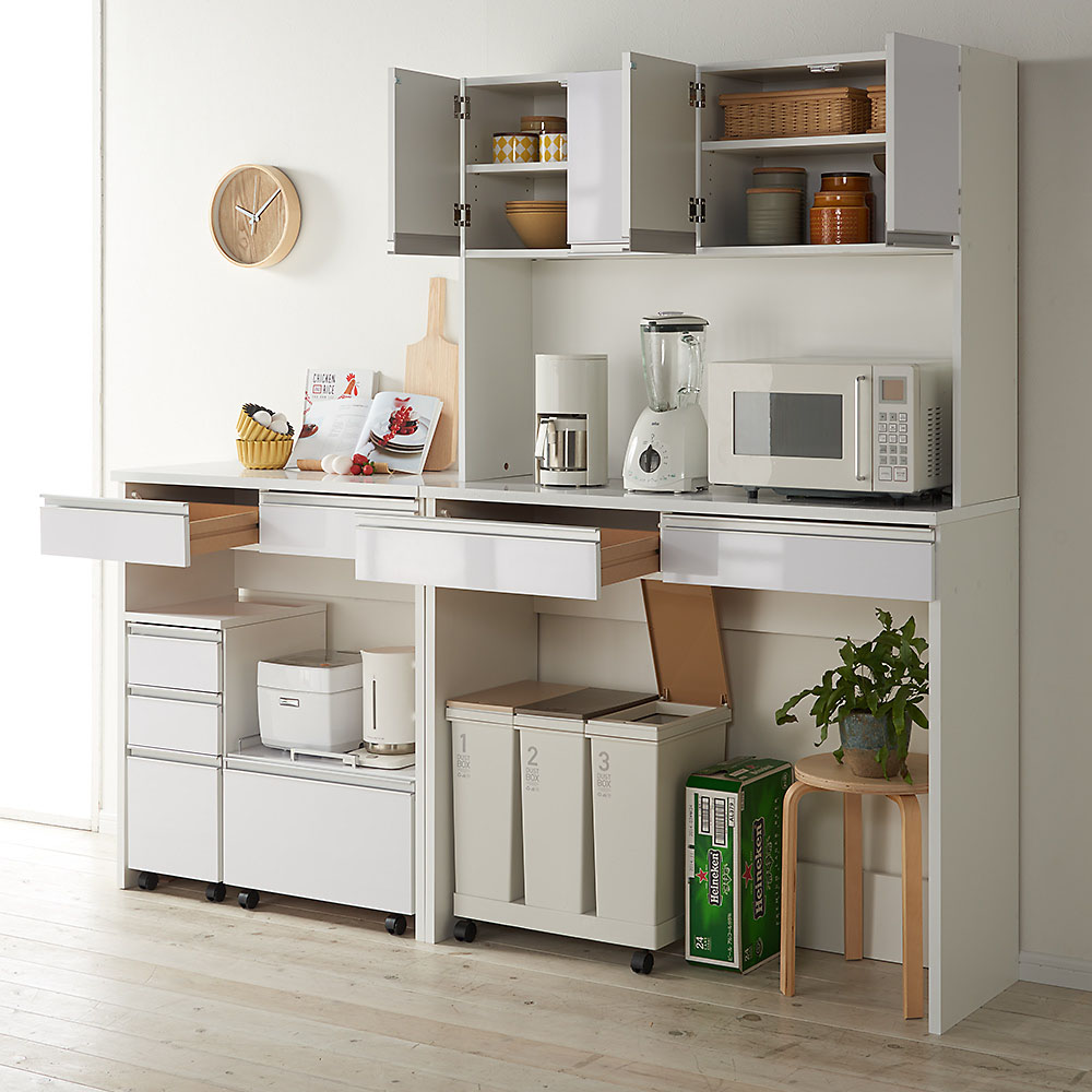 ディノス ナチュラルウッド 食器棚 スライド扉付き 全部隠せる