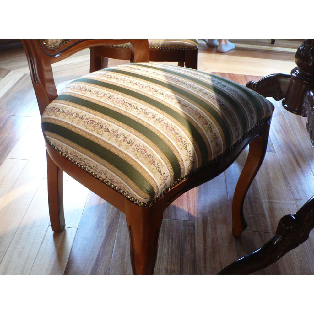 イタリア製 ヴェローナクラシック 猫脚 ダイニングチェア ストライプ柄