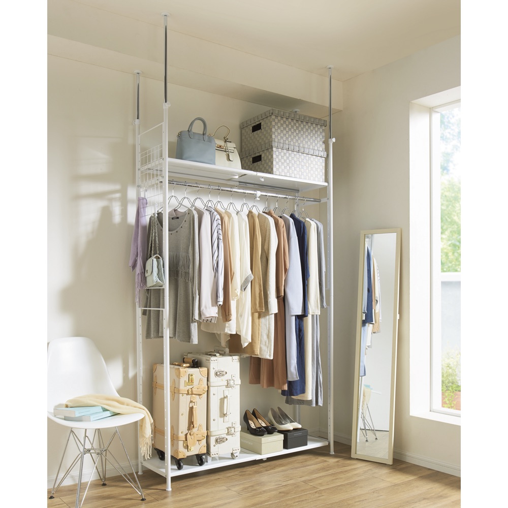 Part② 奥行79cm 上下カーテン付き突っ張り頑丈ハンガーラック ロータイプ dショッピング |奥行79cm 上下カーテン付き突っ張り頑丈ハンガーラック