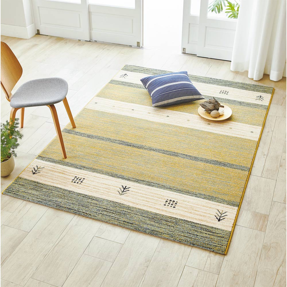 ふっかり！ウィルトン織り 民族柄 ギャッベラグ 150×225cm-114001