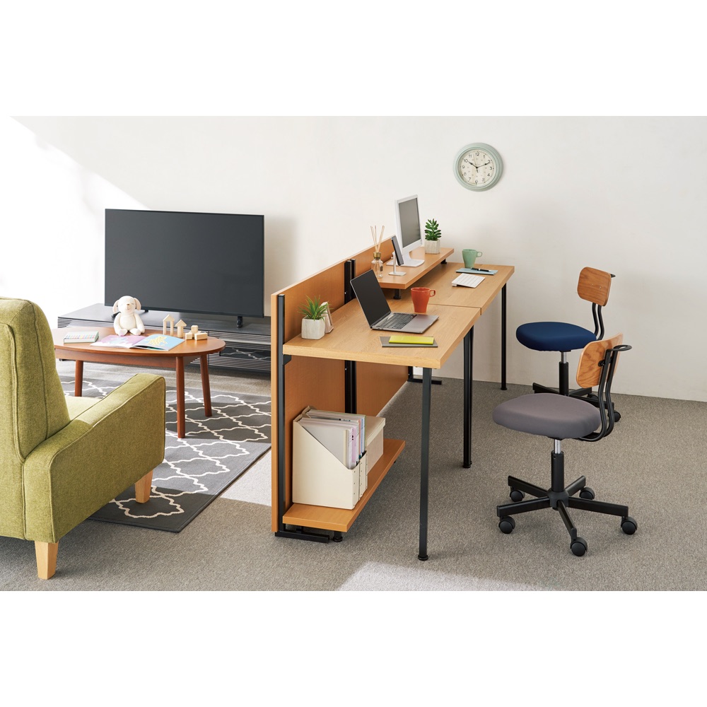 新品送料無料】パソコンデスク ウォールナットブラウン 115cm幅 3点  