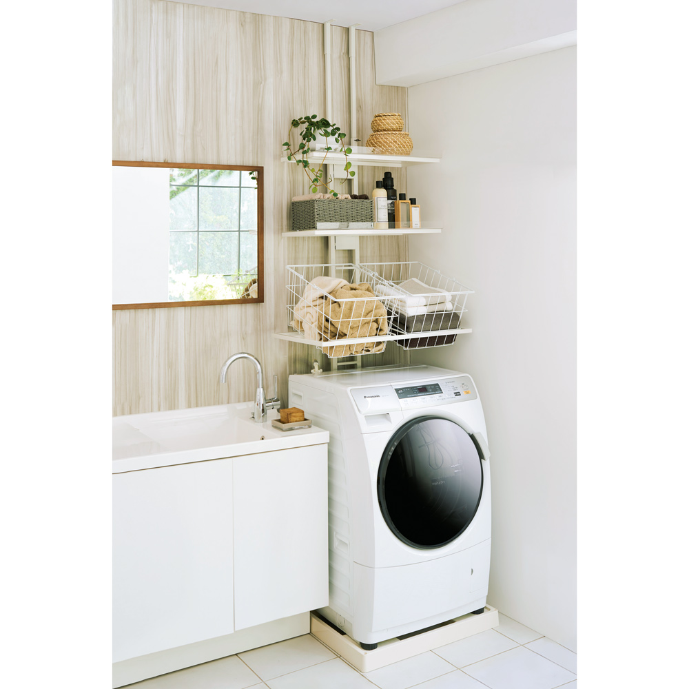 dinos 乾燥機も置ける天板頑丈ランドリーラック 奥行57cm高さ155cm 乾燥機も置ける天板頑丈ランドリーラック 幅61～80奥行57高さ155cm