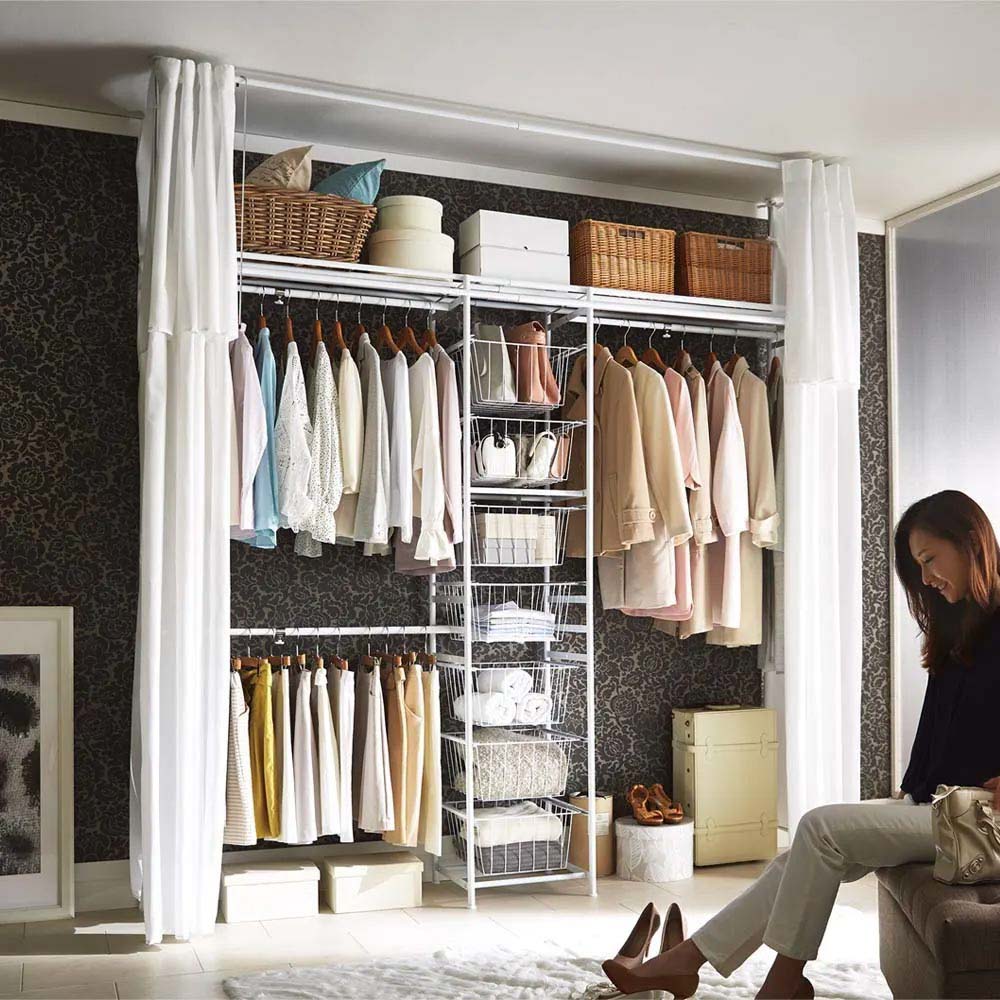 ディノス 突っ張りハンガーラック ハイタイプ カーテン下段のみ 【公式