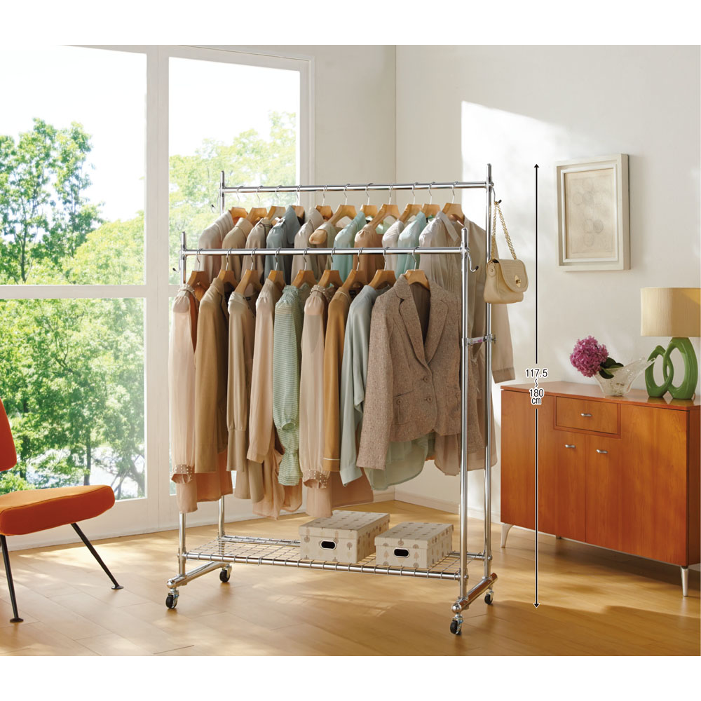 プロ仕様 頑丈ハンガーラック ダブルタイプ 幅120cm