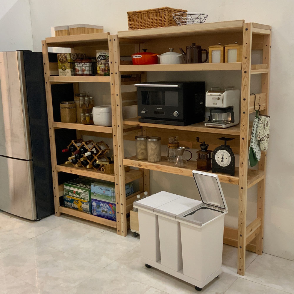 専用出品　天然木　ウレタン塗装　ヴィンテージ　食器棚 本棚 置物台 シェルフ 「デリック」 幅120cm ハイタイプ ウォールナット材【セール