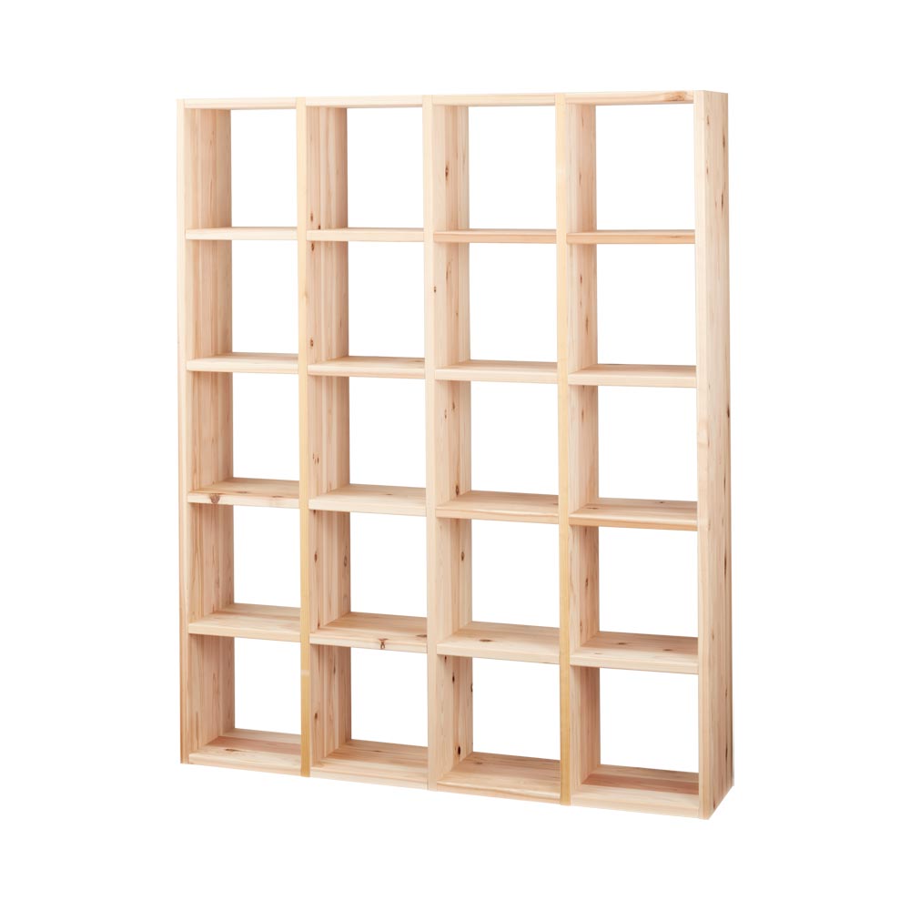 国産杉シェルフ 横4列×縦5段(幅147.5cm高さ184cm) 本棚 ラック シェルフ 525807