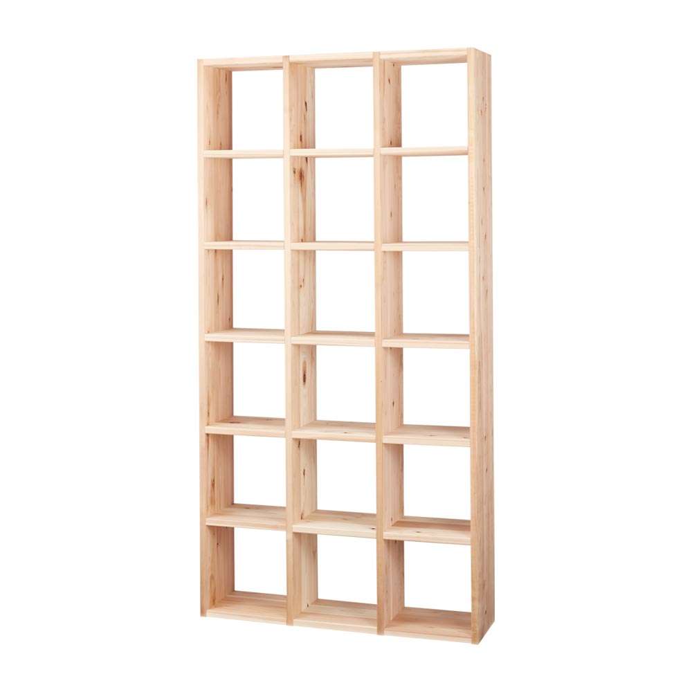 国産杉シェルフ 横3列×縦6段(幅111.5cm高さ220cm) 本棚 ラック シェルフ 525810