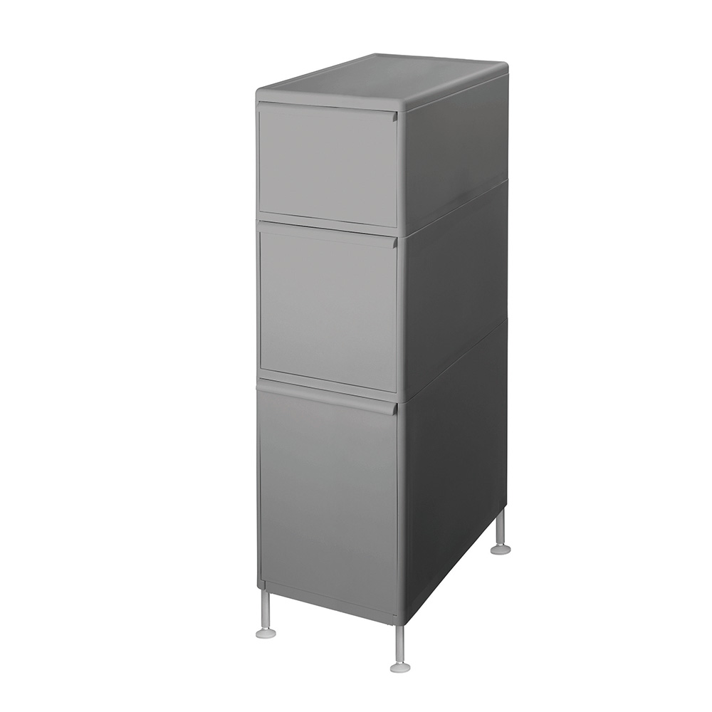 防水パンや段差がまたげる隙間収納 アジャスター付きストッカー ワイドタイプ 幅25.5cm奥行46.5cm高さ92cm 引き出し中2深1 洗面所収納 隙間収納 トイレ 洗面所 ランドリー収納 526636