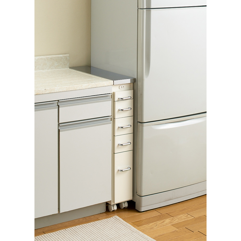 幅15奥行55cm］ ステンレス天板隙間収納 引き出しタイプ 完成品 日本製