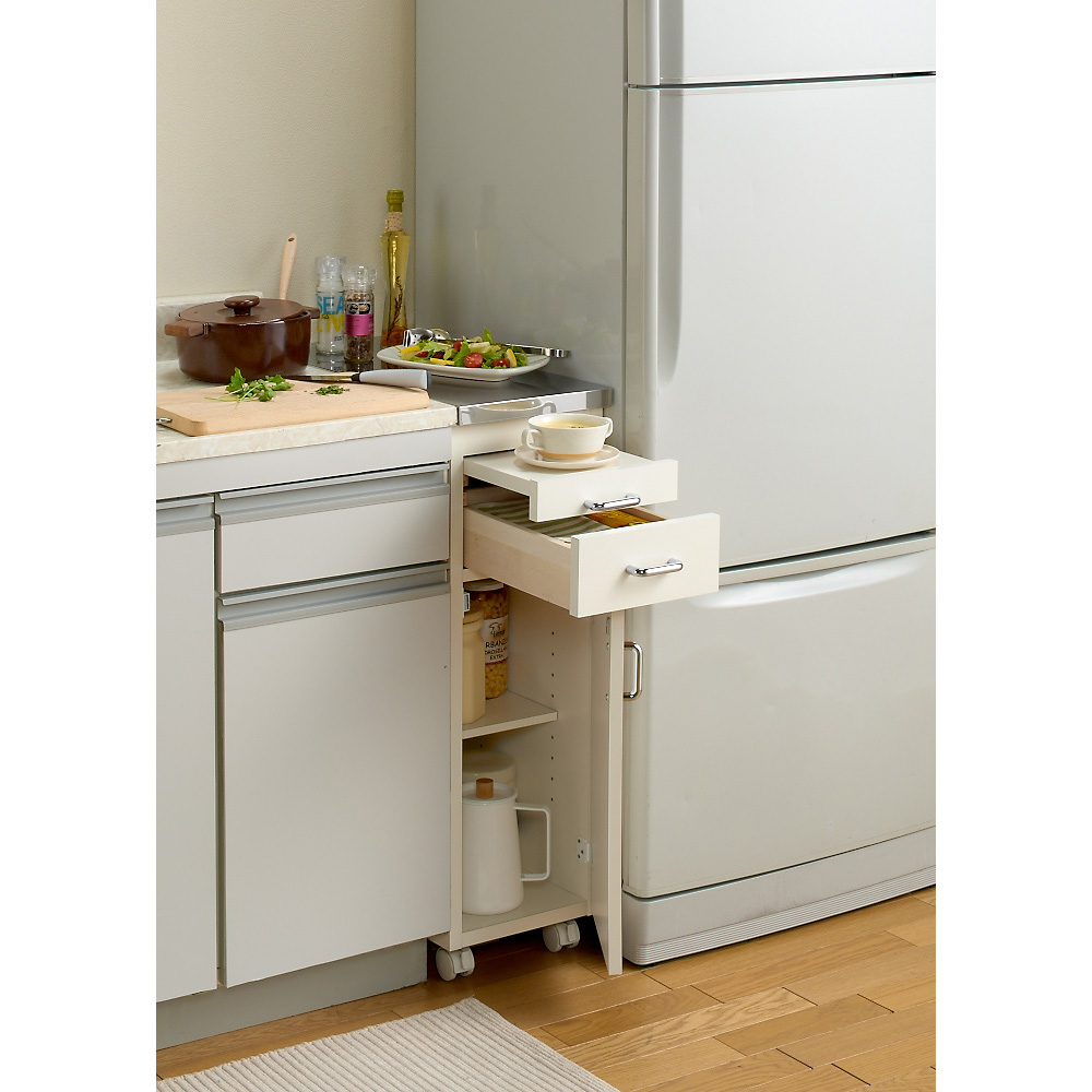 幅25奥行55cm］ ステンレス天板隙間収納 扉タイプ 完成品 日本製