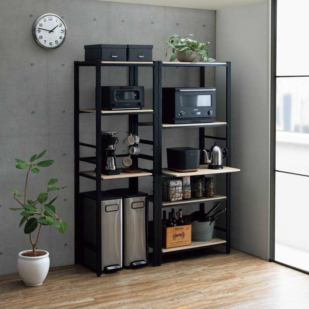 ブルックリン風キッチンラック 3段 幅80cm レンジ台 キッチンラック キッチン収納 527402