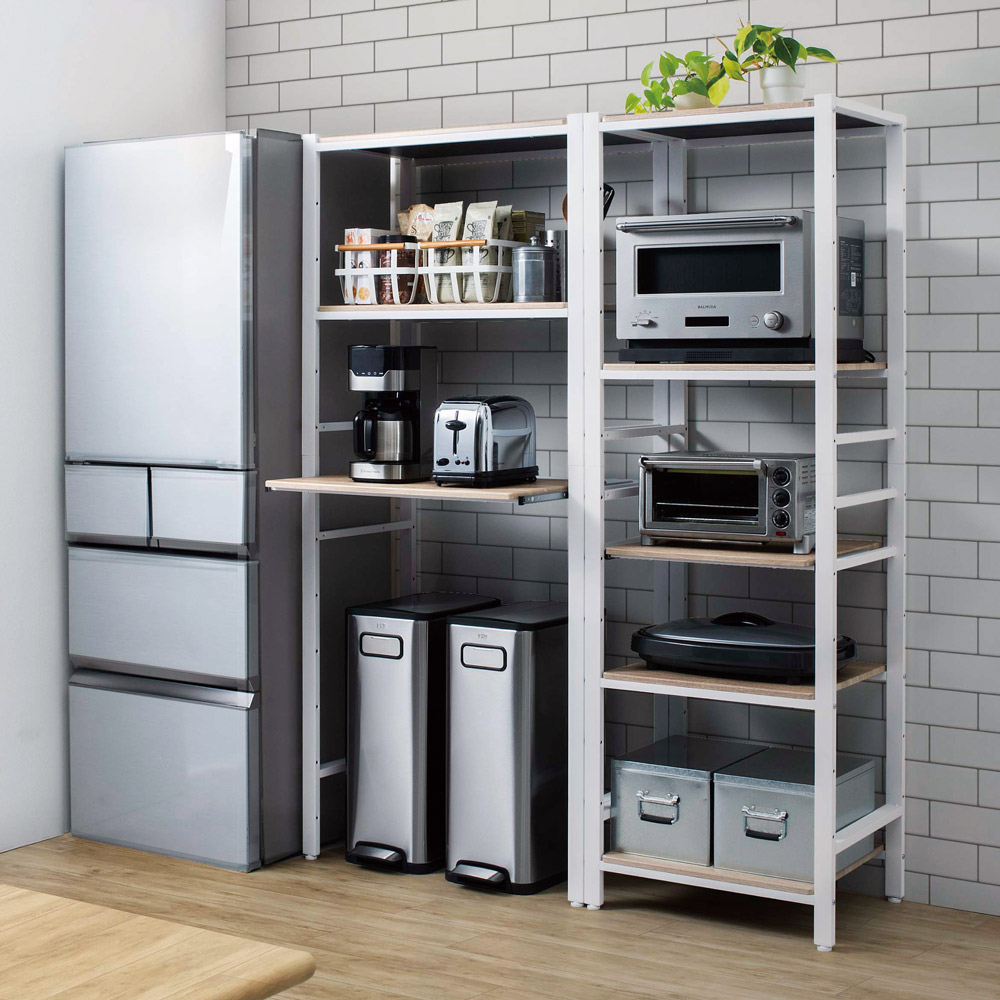 ブルックリン風キッチンラック 5段 幅60cm レンジ台 キッチンラック キッチン収納 527403