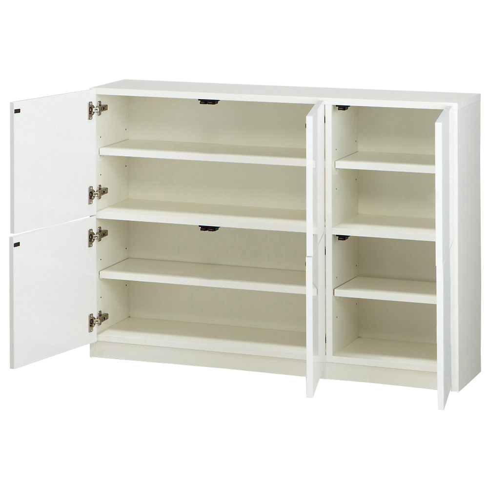 国産！ツヤツヤ光沢が美しい 薄型スクエアキャビネット（奥行22cm） 収納庫・幅120cm 3列6マス キッチンカウンター下収納 キッチン収納 528242