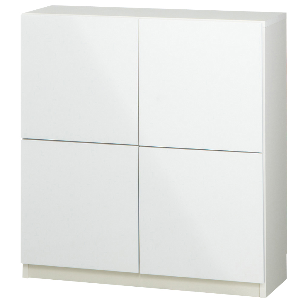 国産!ツヤツヤ光沢が美しい 薄型スクエアキャビネット(奥行29cm) 収納庫・幅80cm 2列4マス キャビネット リビングボード リビング収納 528245