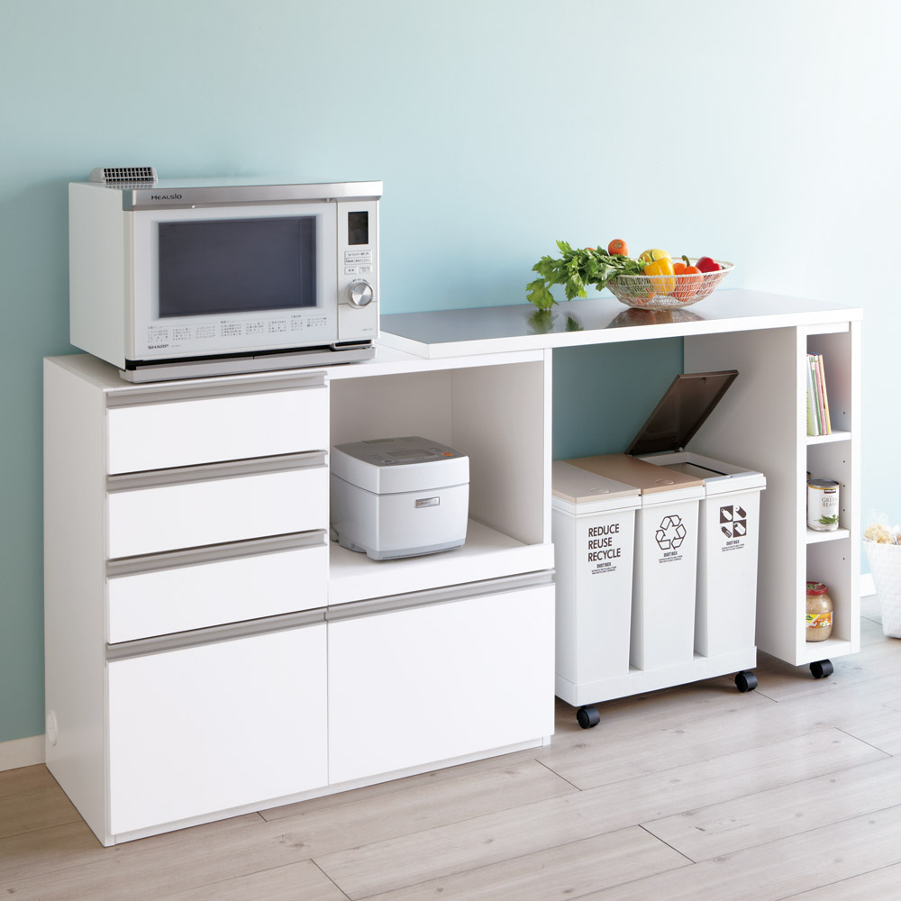 簡単に幅調節可能！スライド伸長式カウンター幅119-182cm 家電タイプ レンジ台 キッチンラック キッチン収納 528318