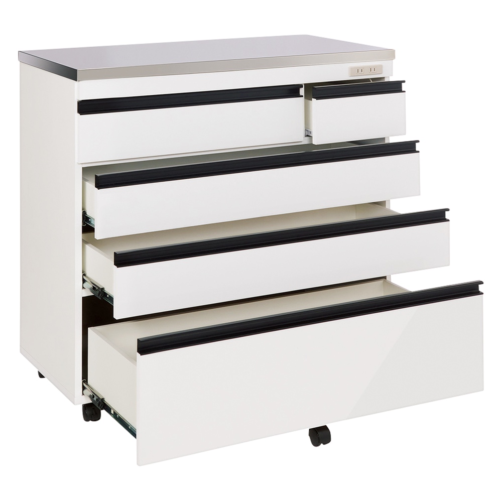 整理整頓しやすい!ステンレス天板スマートカウンター 幅90.5cm キッチンカウンター キッチン収納 528453