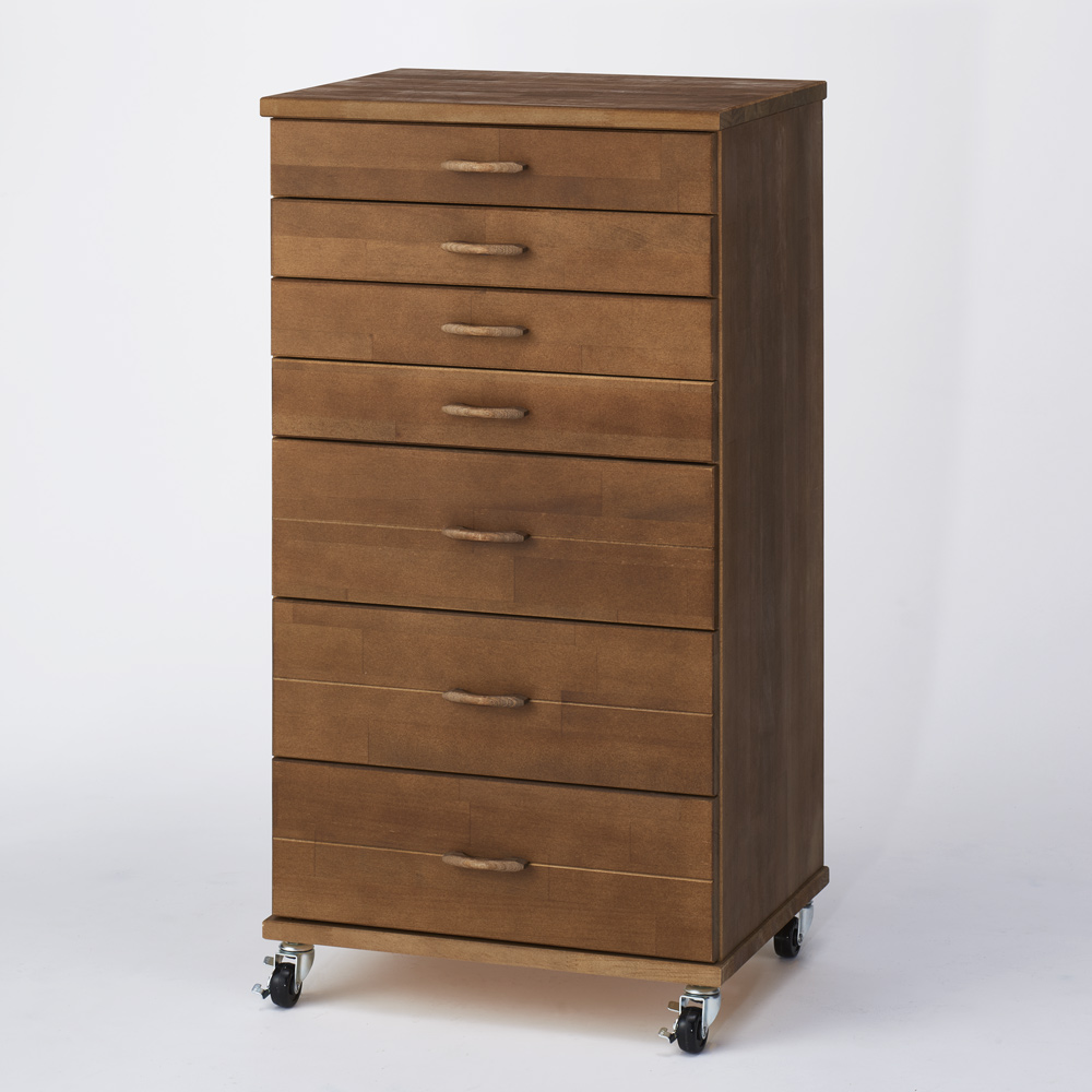 天然木多段チェスト 浅4段 深3段・幅45cm リビング リビング収納 529216