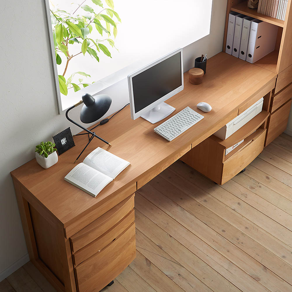 アルダー天然木 アールデザインデスクシリーズ デスク・幅120.5