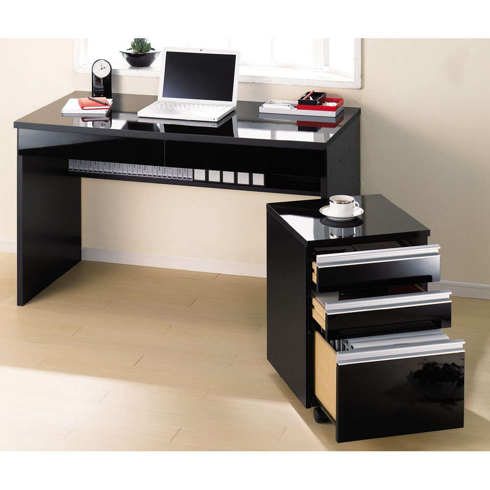 引き出し付き 光沢仕上げアーバンデスクシリーズ デスク 幅90cm オフィス 事務 書斎机 机 529318