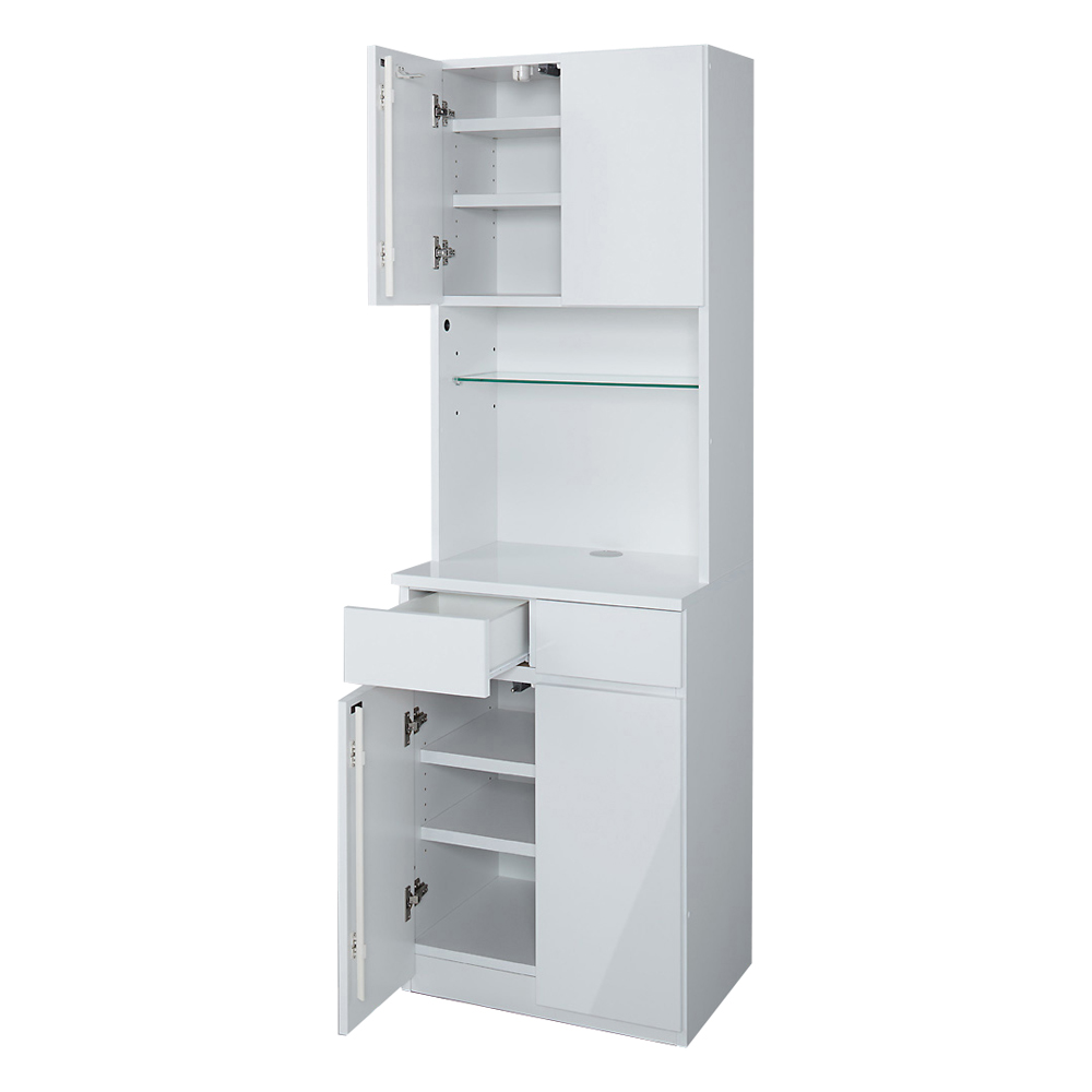 LEDライト付きコレクションシェルフ 引き出し付き 幅58cm CD DVDラック 本棚 ラック シェルフ 529401