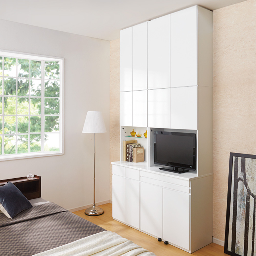 LEDライト付きコレクションシェルフ 引き出し付き 幅78cm コレクションケース ディスプレイラック 飾り棚 本棚 ラック シェルフ 529402