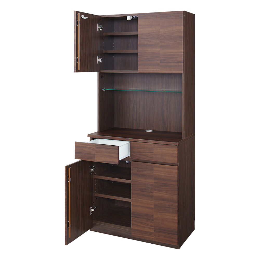 LEDライト付きコレクションシェルフ 引き出し付き 幅78cm コレクションケース ディスプレイラック 飾り棚 本棚 ラック シェルフ 529402