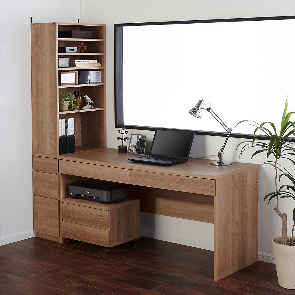 天然木調 配線すっきりデスクシリーズ サイドラック・幅30奥行60高さ180cm サイド 脇机 机 529510