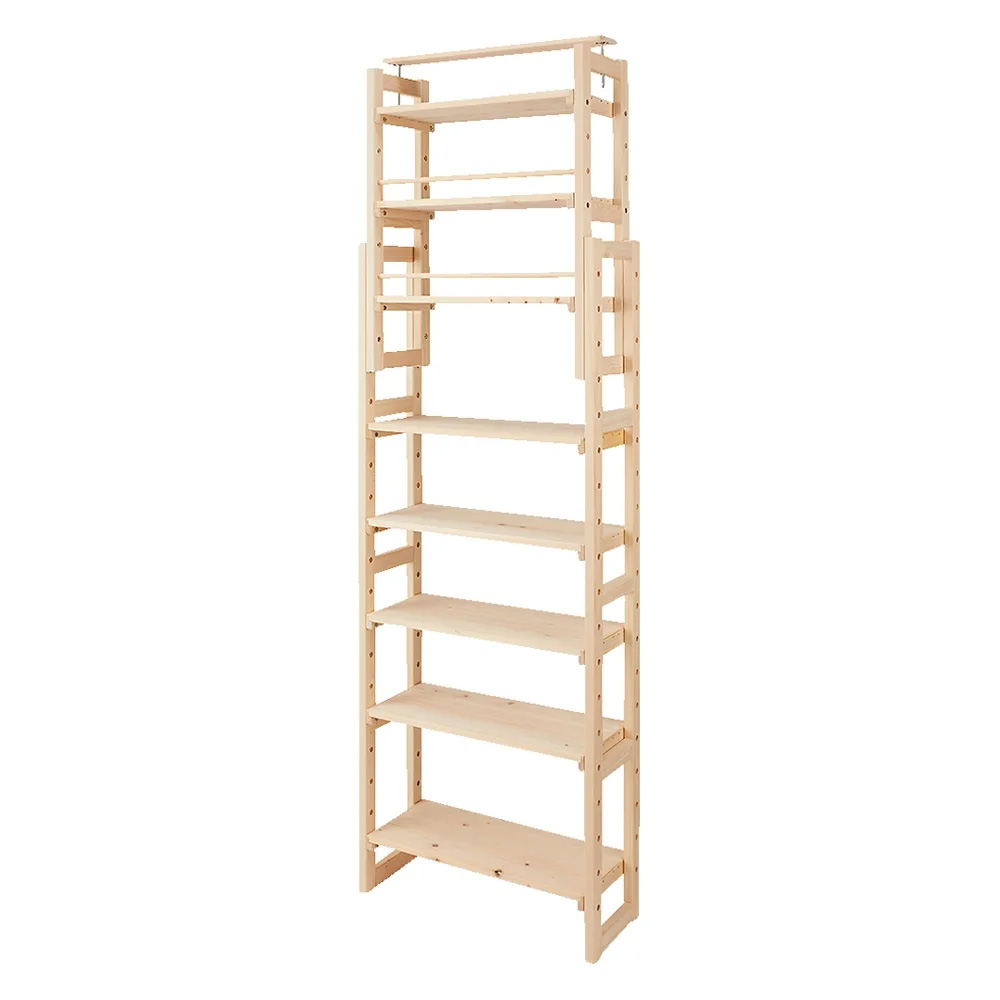 日本製東濃檜 国産頑丈突っ張りシェルフ 幅75cm奥行29cm（天井対応高さ188cm-252cm） 突っ張り収納 ラック 本棚 シェルフ 529707