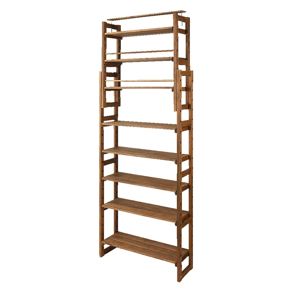 日本製東濃檜 国産頑丈突っ張りシェルフ 幅90cm奥行29cm（天井対応高さ188cm-252cm） 突っ張り収納 ラック 本棚 シェルフ 529708