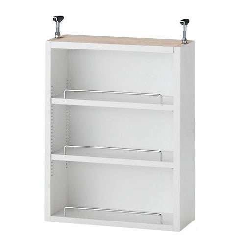 1cmピッチ薄型壁面書棚 奥行28cm 幅123cm 上置き高さ55cm オープン 壁面収納ラック 本棚 壁面収納 システム収納 530229