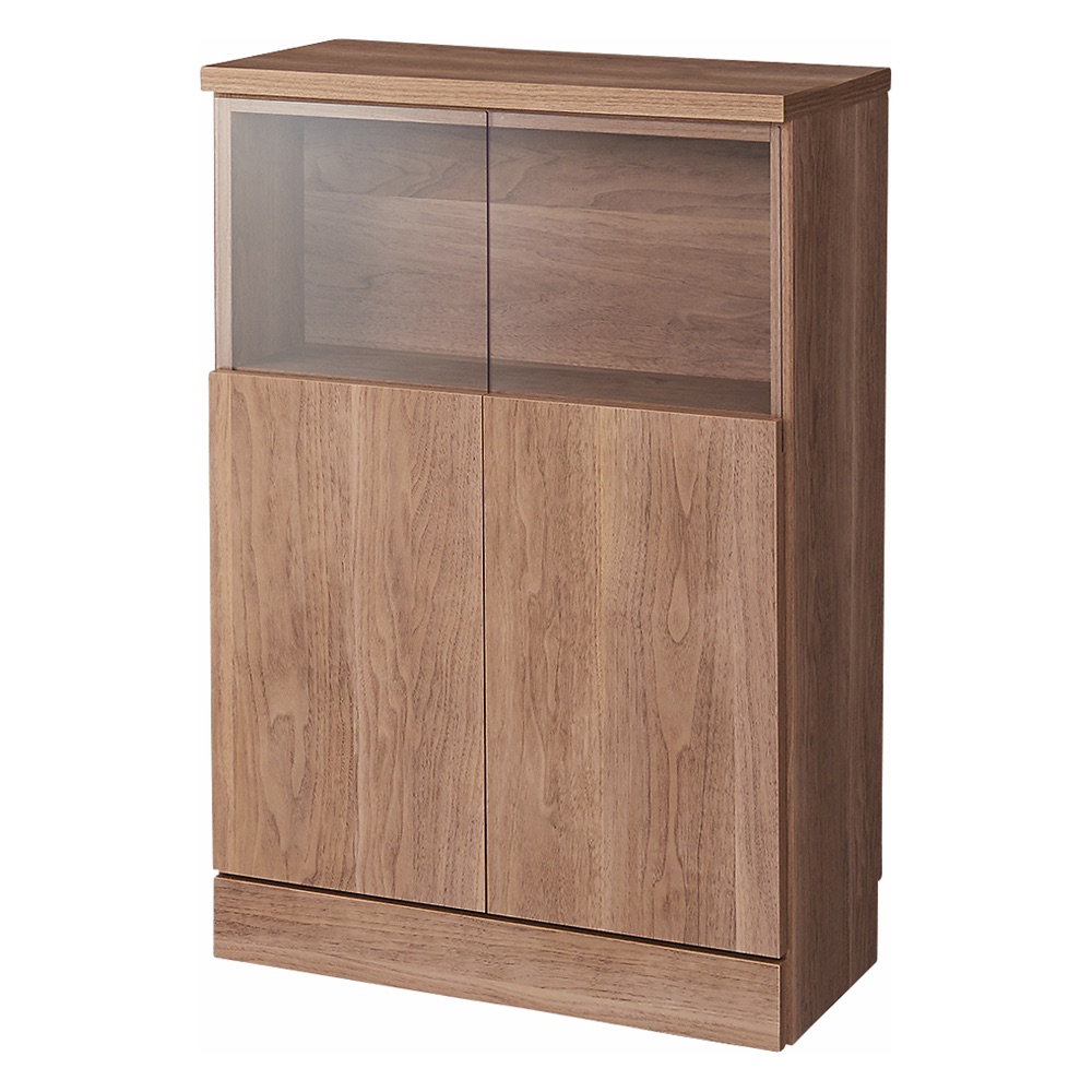 【完成品】LED付きギャラリー収納本棚 幅60奥行29.5cm 2枚扉タイプ キッチンカウンター下収納 キッチン収納 530309