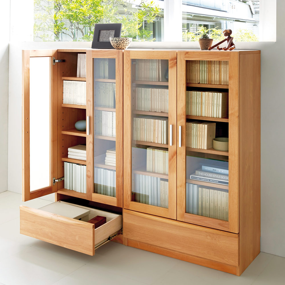 アルダー天然木 頑丈書棚 ミドルタイプ(高さ130cm) 幅77×奥行32cm 本棚 ブックシェルフ 書棚 ラック シェルフ 530316