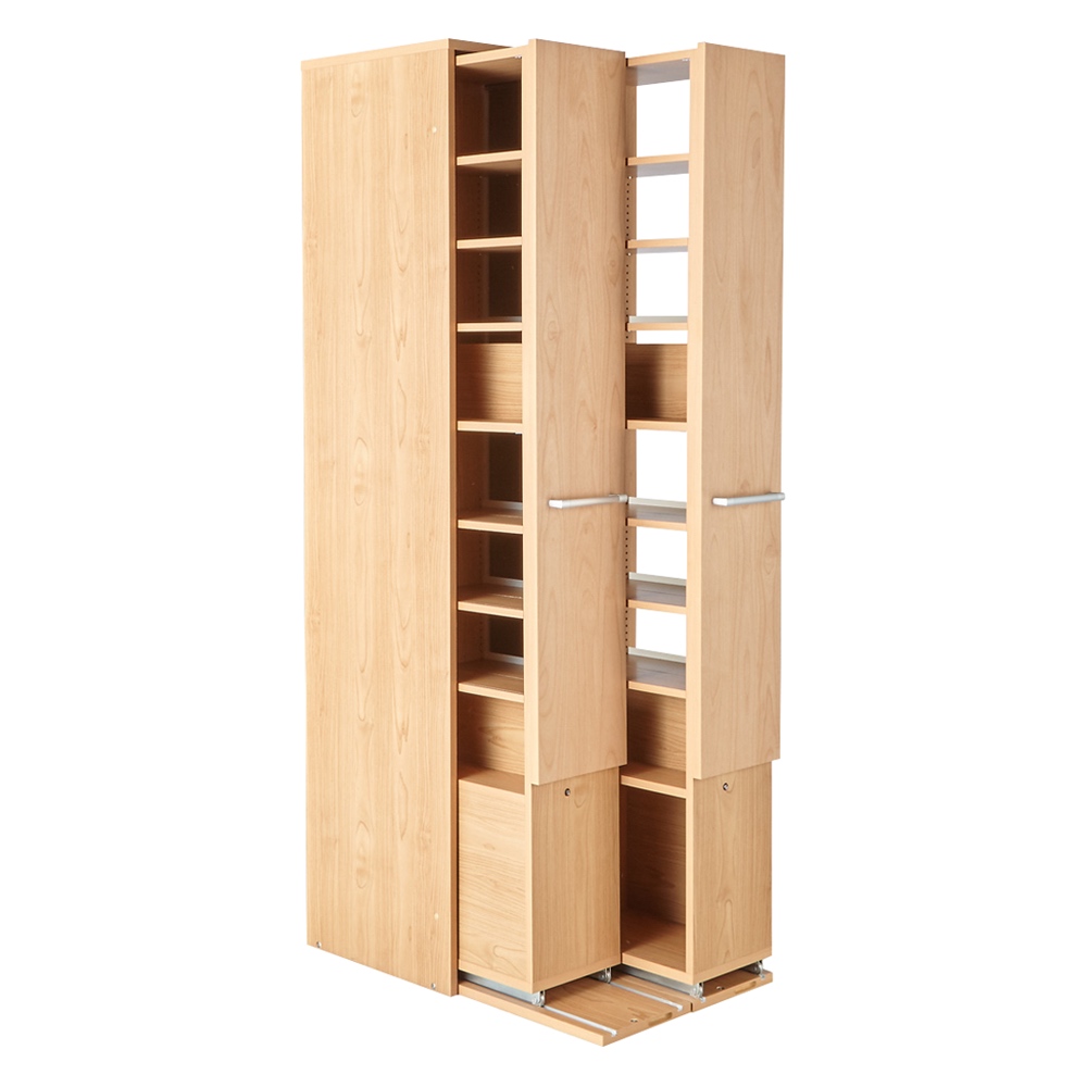 本格派 スライド収納書棚 書棚 2列・幅55cm 本棚 ブックシェルフ 書棚 ラック シェルフ 530512