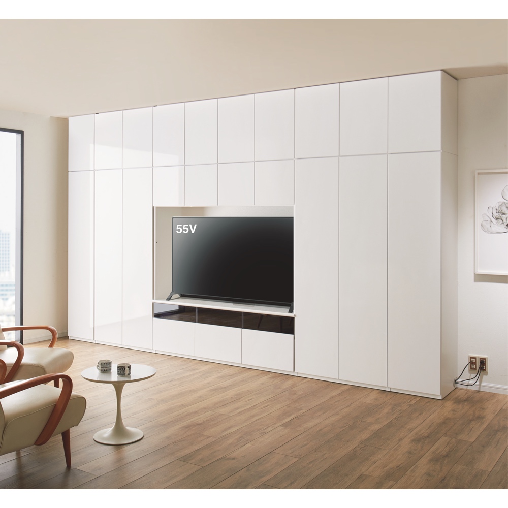 ディノス　ホワイト　TV台　壁面収納 壁面収納テレビ台 幅90cm ハイタイプ 【生活感を隠すリビング