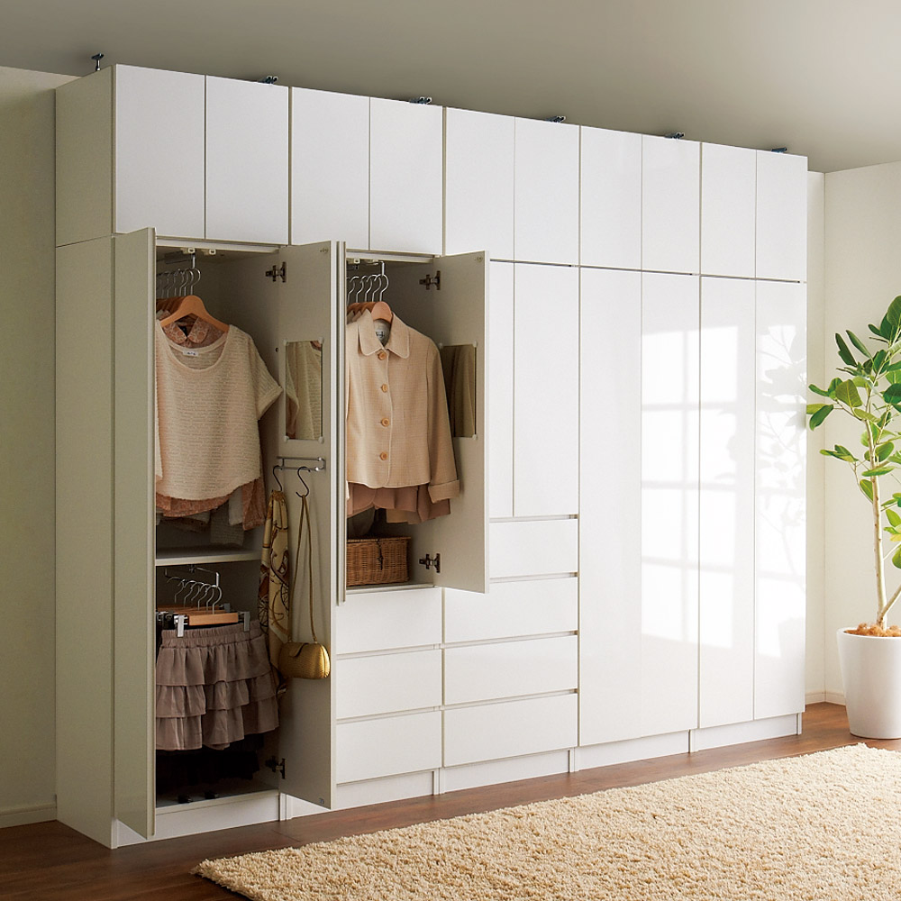 梁避け対応システムユニット 上置き 奥行44cm （天井突っ張り式） ワードローブ クローゼット 衣類収納 530928