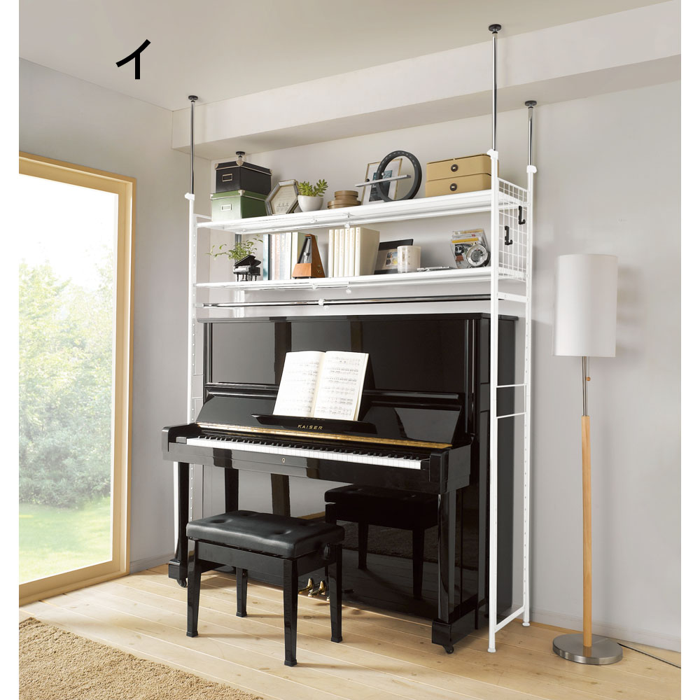 頑丈フレキシブル伸縮ラック 突っ張り式・幅103-160cm クローゼットハンガー カバー 衣類収納 531104