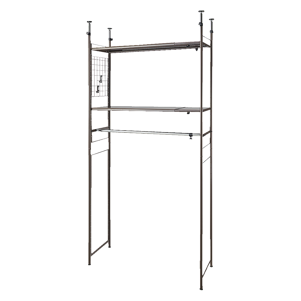 ピアノ上収納 頑丈スチールラック白 103～160㌢ 突っ張り 可動式伸縮ラック