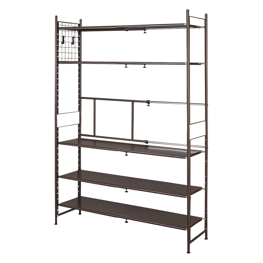 頑丈フレキシブル伸縮ラック 棚5段 幅83-125cm レンジ台 キッチンラック キッチン収納 531110